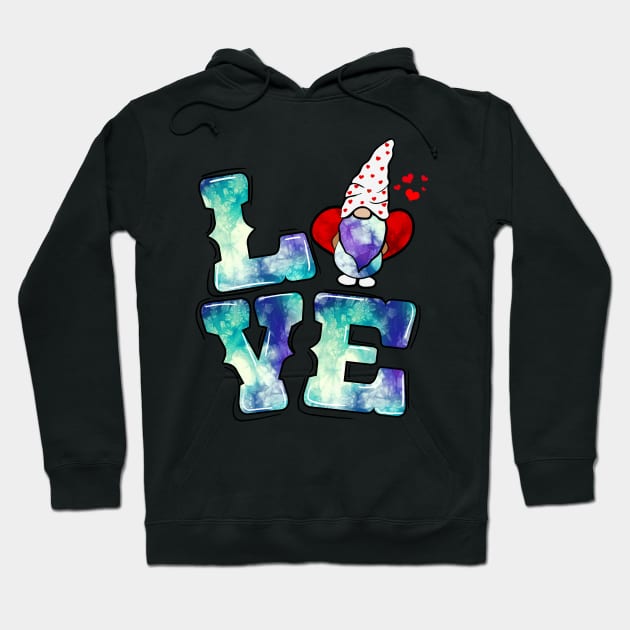 Valentines Gnomes Tie Dye Love Valentines Gnomes Heart Hoodie by Studio Hues